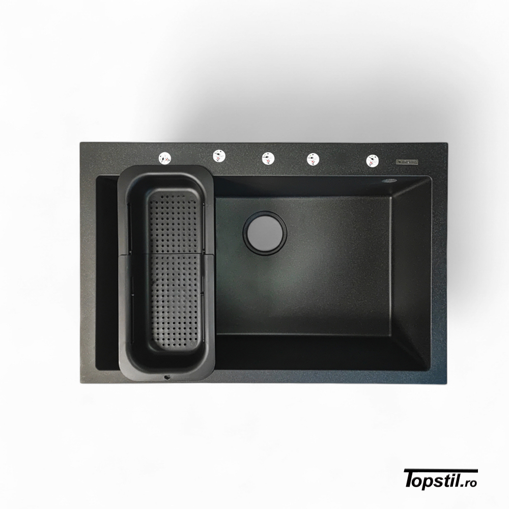 chiuveta-bucatarie-neagra-cuva-mare-cu cos-extensibil