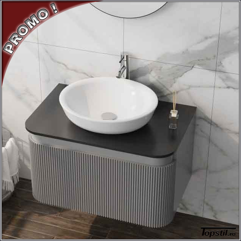 mobilier-suspendat-Milla-gri-mat-riflat-cu-blat