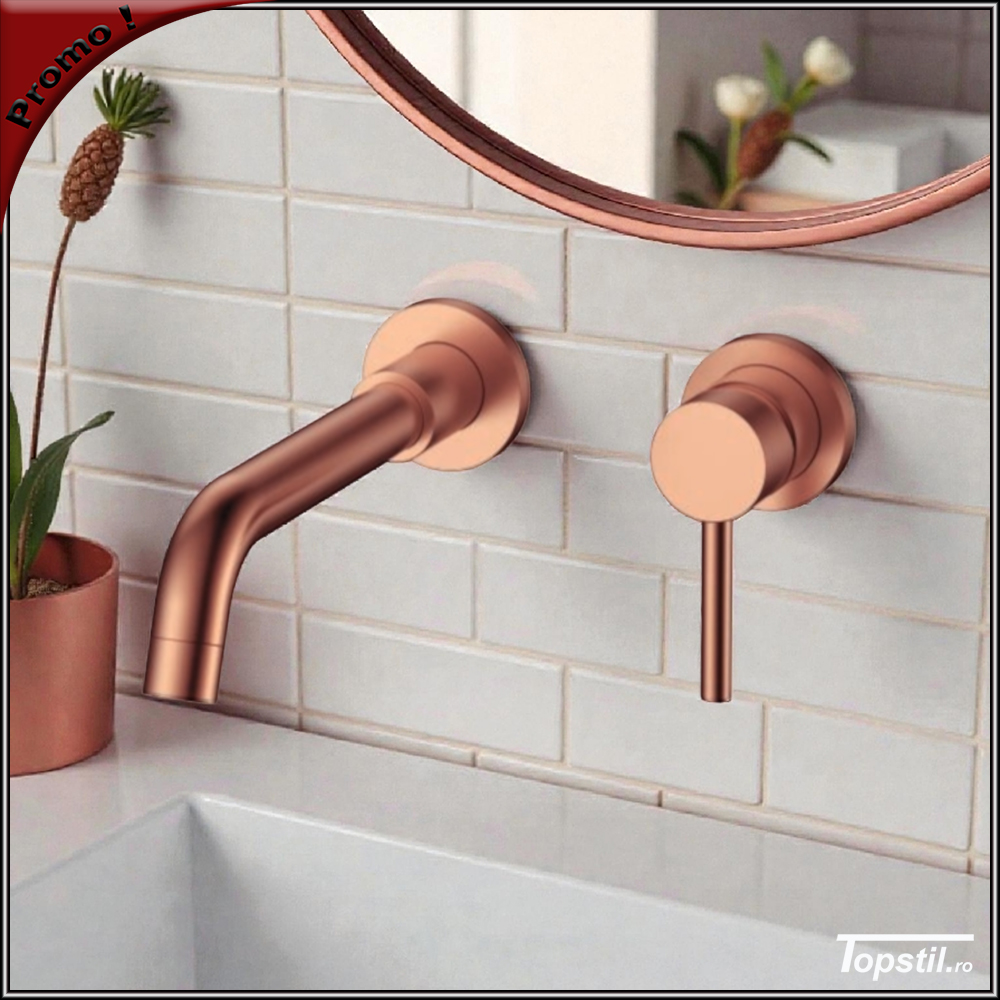 baterie-lavoar-din-perete-rose-gold-cupru