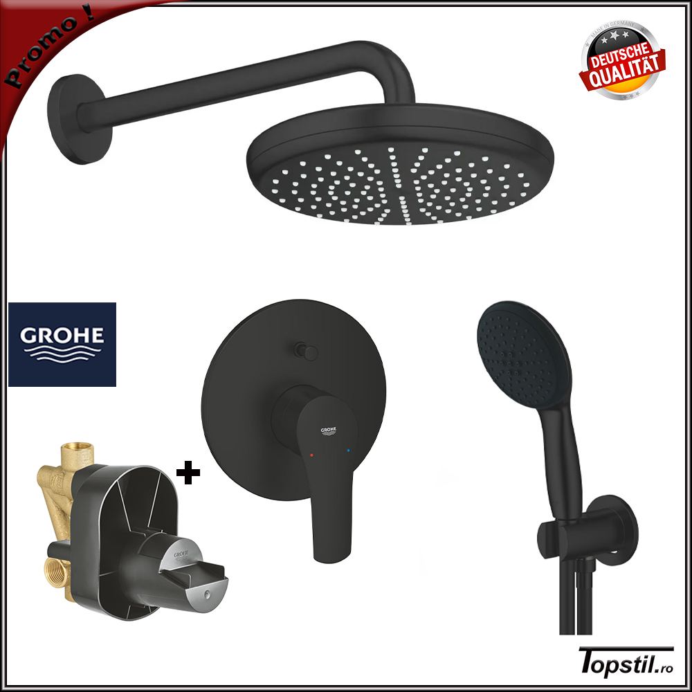 sistem-dus-ingropat-Grohe-negru-mat-Eurosmart