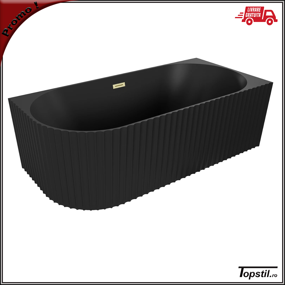 cada-baie-freestanding-la-colt-dreapta-neagra-mat-cu-riflaj-sifon-auriu