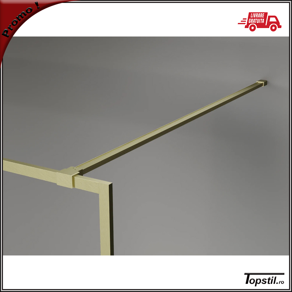 brat-rigidizare-perete-dus-Palio-sticla-10-mm-auriu-mat bara sticla dus aurie mat