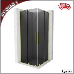 Cabina dus neagra sticla 8 mm cu profile aurii
