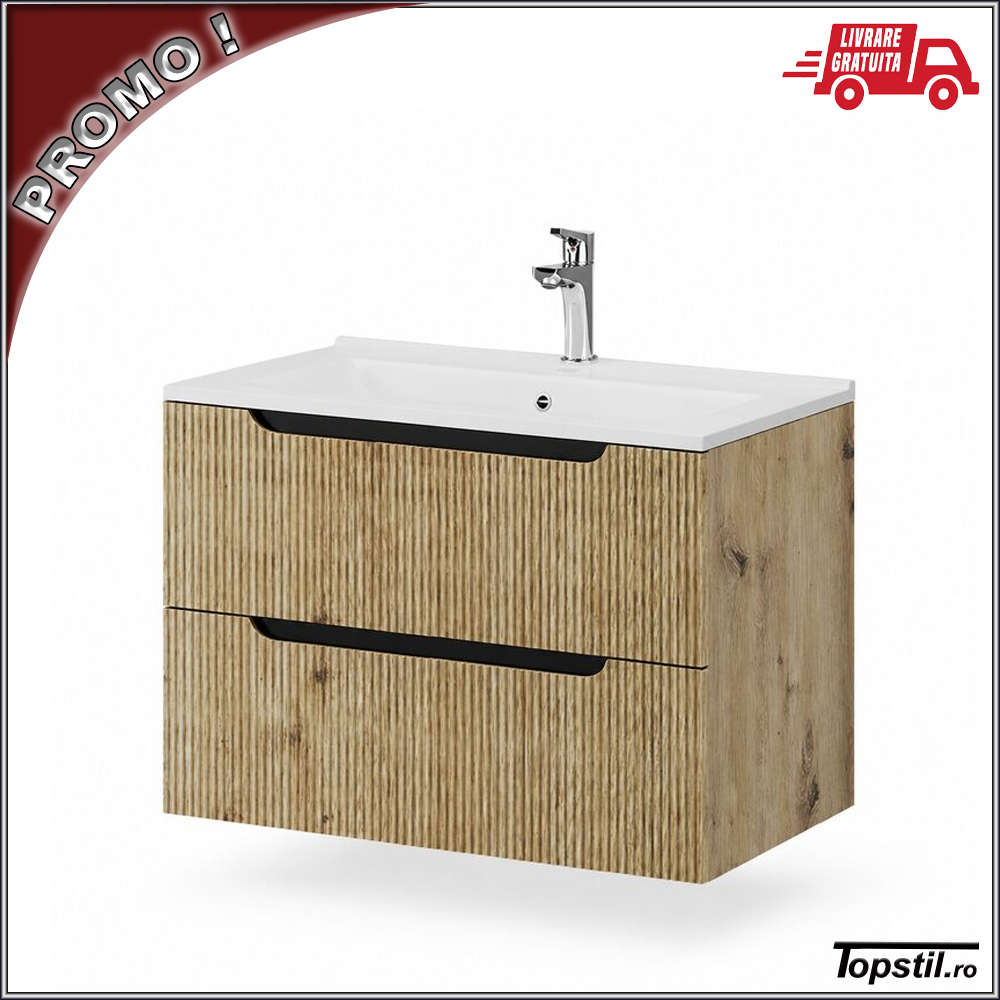 mobilier-baie-suspendat-Rover-front-riflat-textura-lemn Mobilier baie textura lemn cu fronturi riflate
