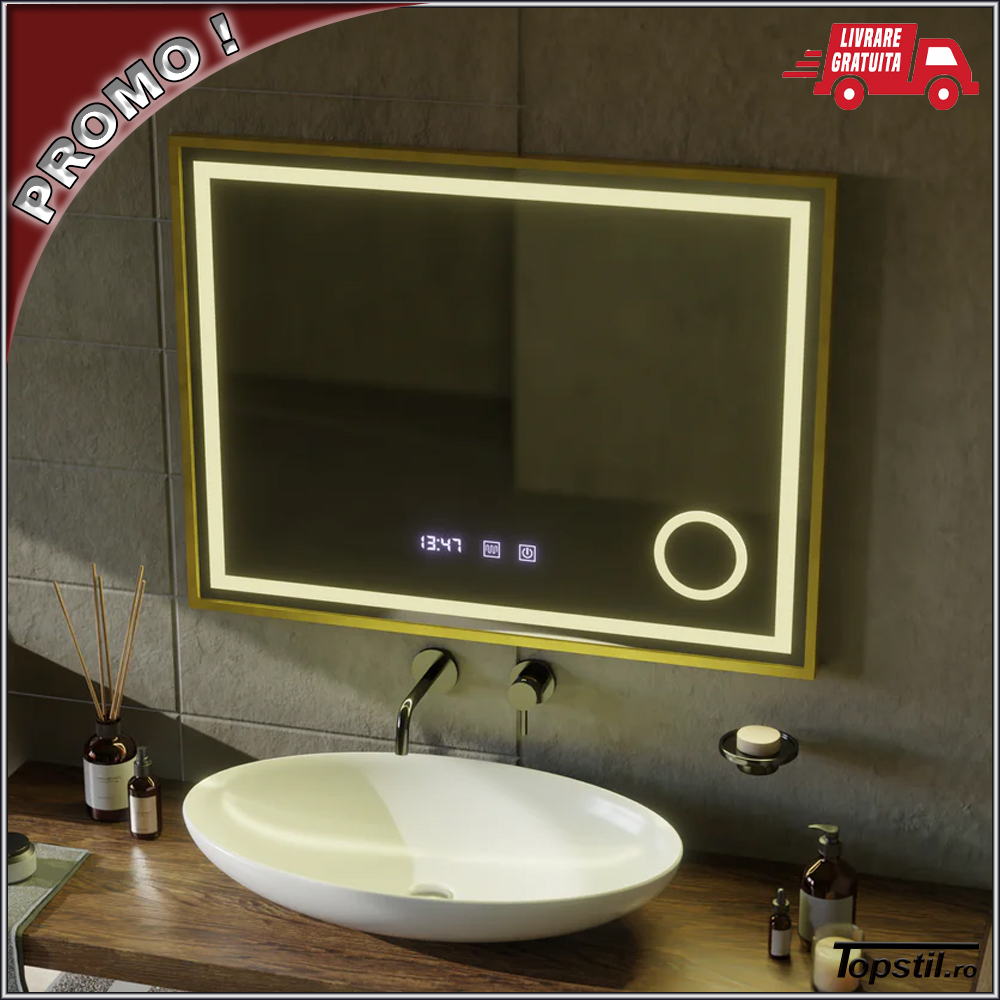 oglinda-baie-Led-Clara-80-cm-rama-aurie-dezaburire