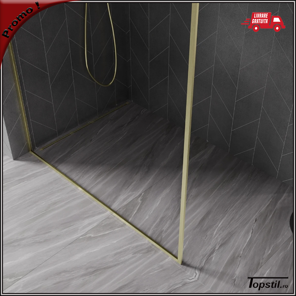 perete-dus-sticla-10-mm-cu-rama-auriu-mat Perete dus cu rama aurie din sticla 10 mm