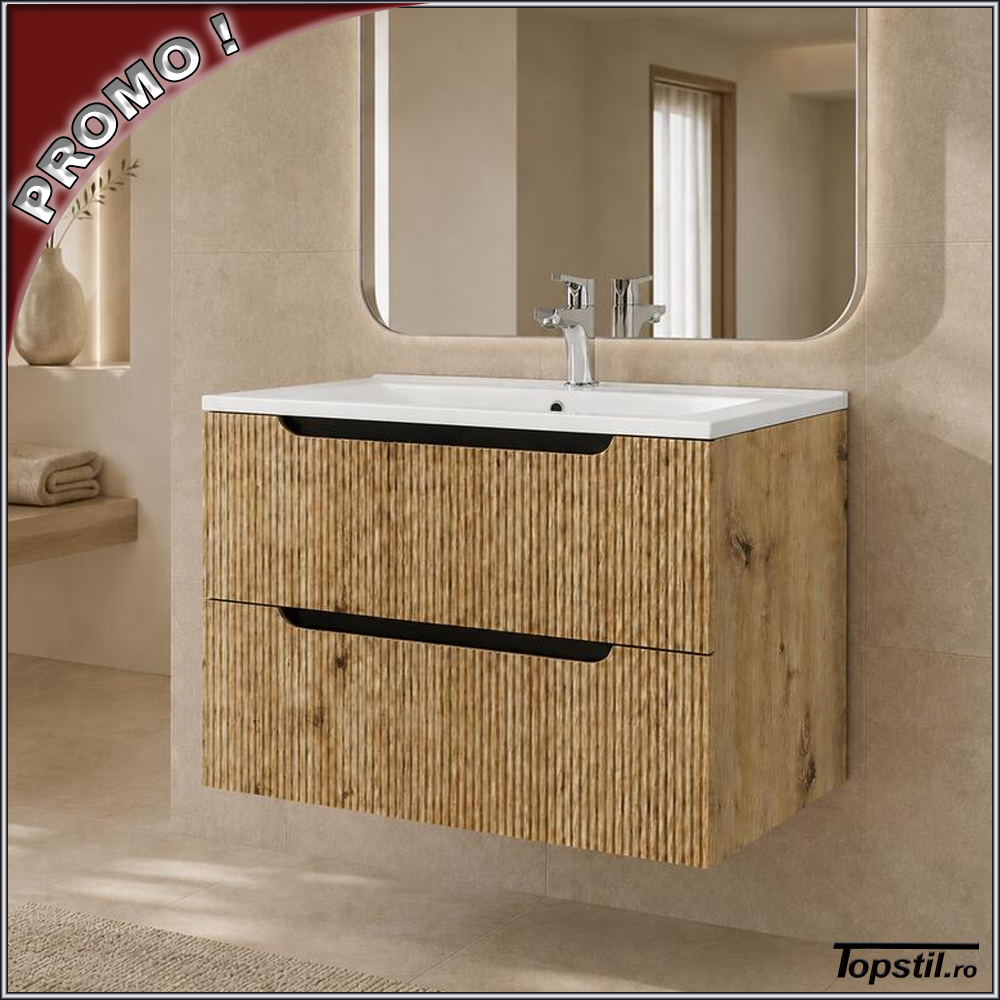 set-mobilier-baie-suspendat-Rover-front-riflat-textura-lemn Mobilier baie suspendat 80 cm cu textura-lemn si fronturi striate