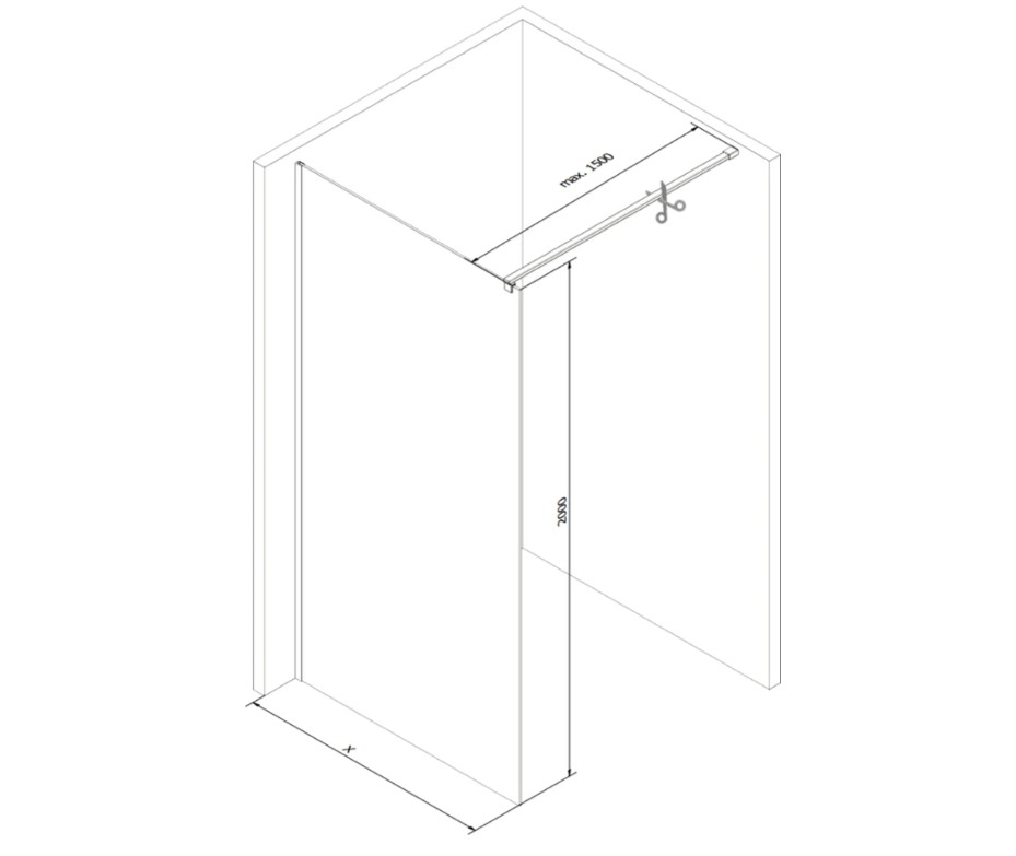 7 Schita paravan dus 160x200 cm din sticla 8 mm