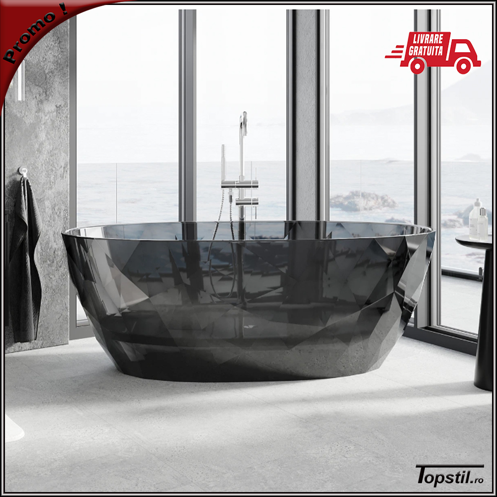 cada-baie-Pure-Black-Diamond-rasina-neagra-transparenta Cada baie rasina neagra transparenta textura diamant