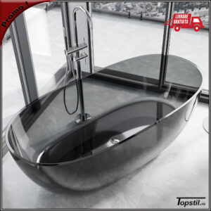Cada de baie Pure Black din rasina 170x80 cm