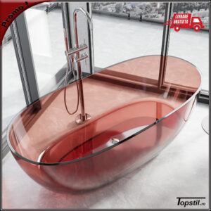 Cada de baie Pure Rose din rasina rosie transparenta
