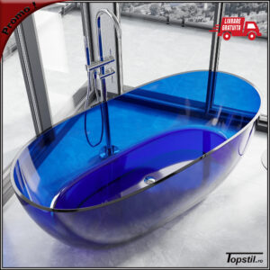 Cada de baie Pure Sapphire albastra din rasina transparenta