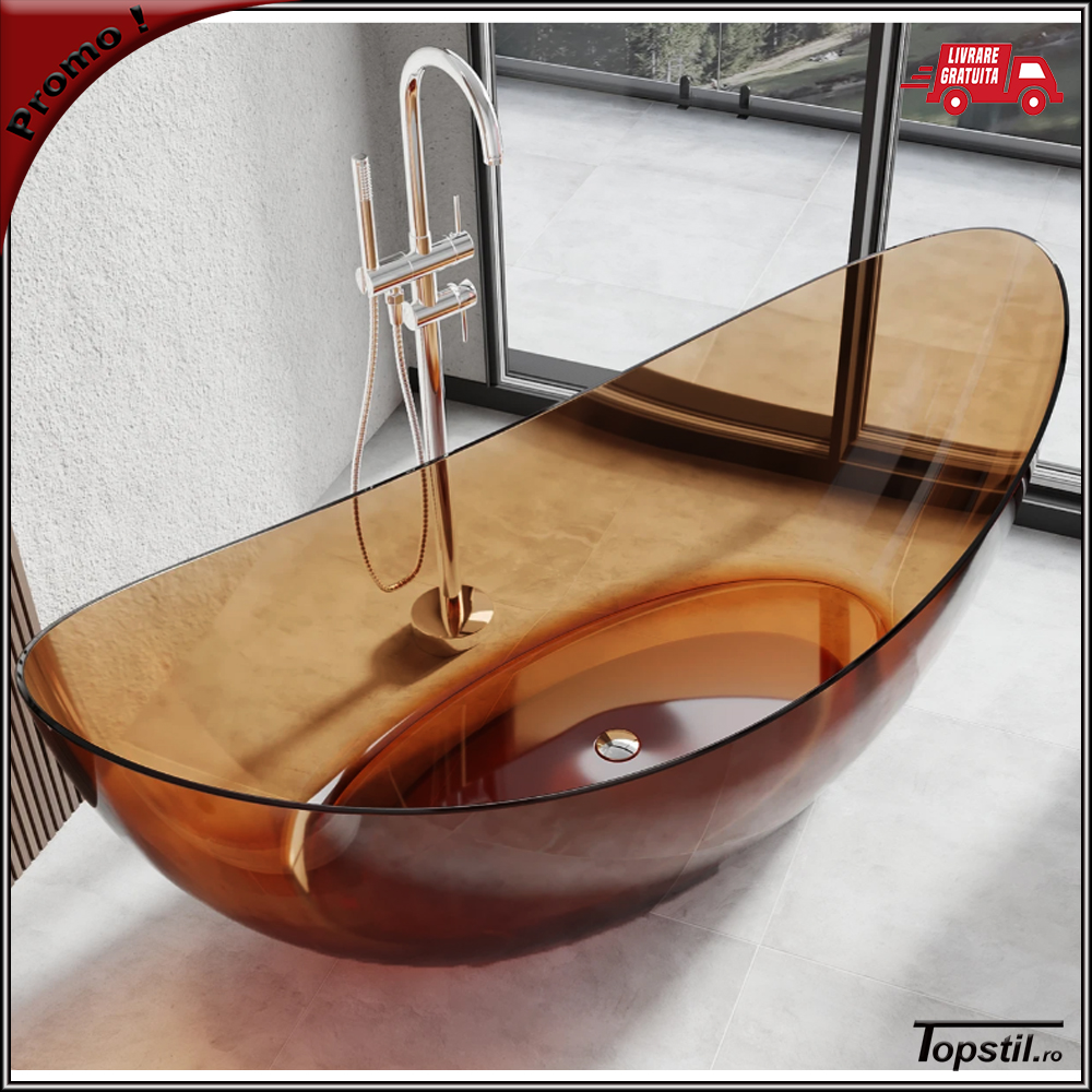cada-baie-rosiatica-transparenta-Glass-rasina-180-cm cada baie Glass Red rosie din rasina transparenta 180 cm