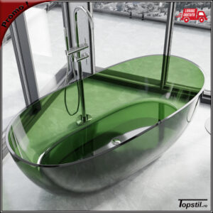 Cada de baie freestanding verde Pure Forest din rasina