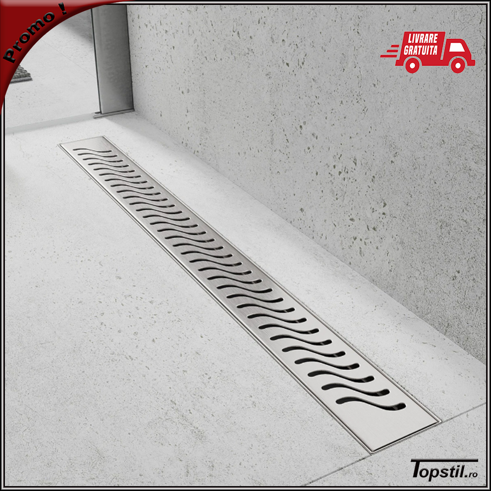 rigola-dus-inox-Wave-inaltime-redusa Rigola dus inox Wave inaltime redusa
