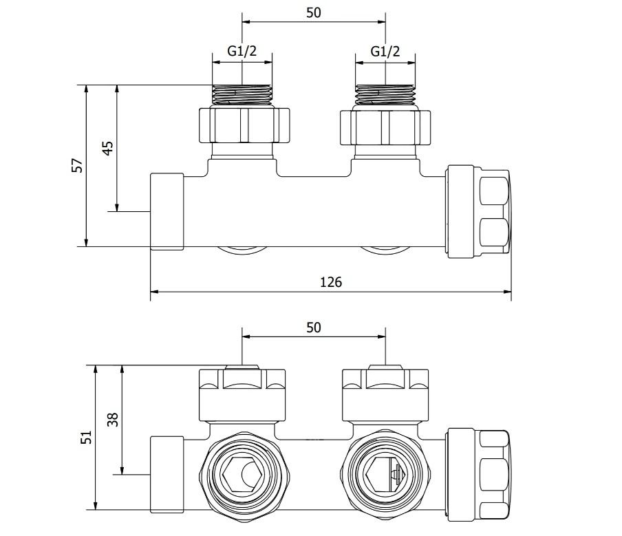 schita-robineti-calorifer-monobloc schita robineti aur Duploterm