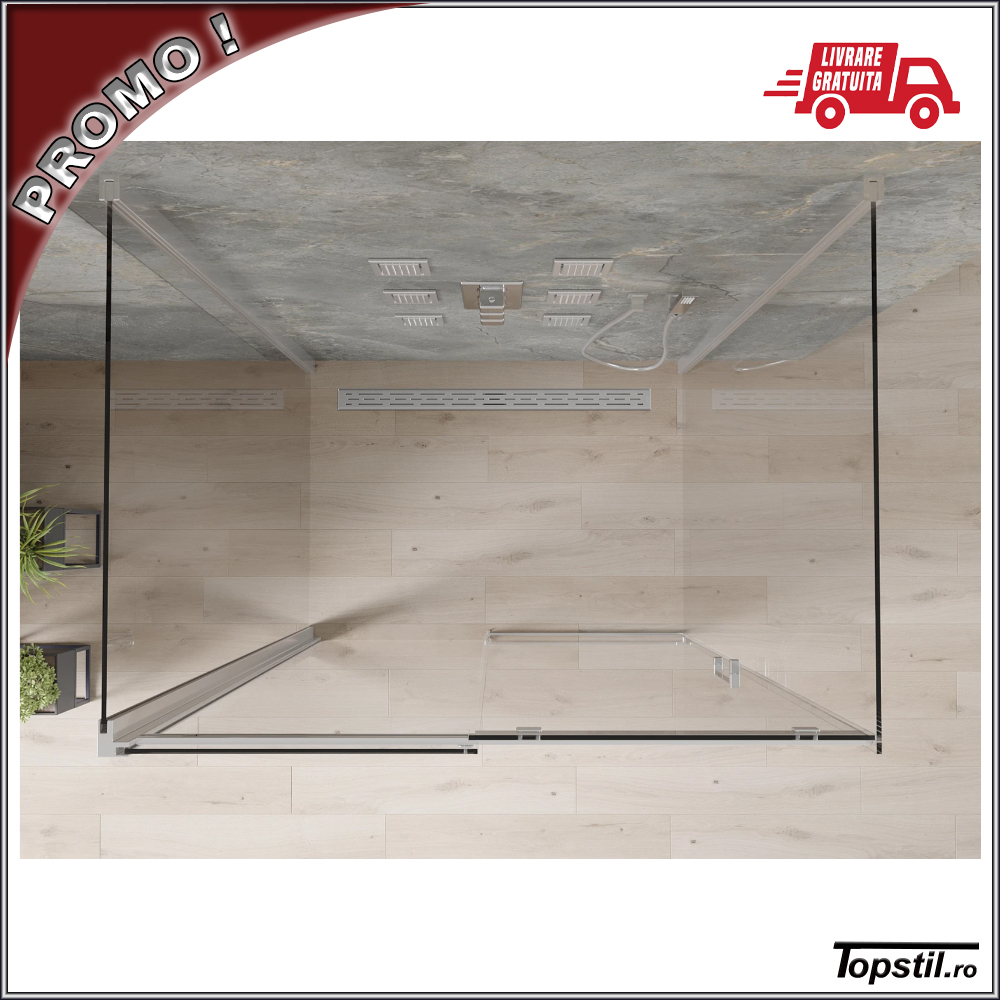 cabina-dus-Omega-100x80-cm-sticla 8 mm Cabina dus Omega trei laturi 100x80x80 cm