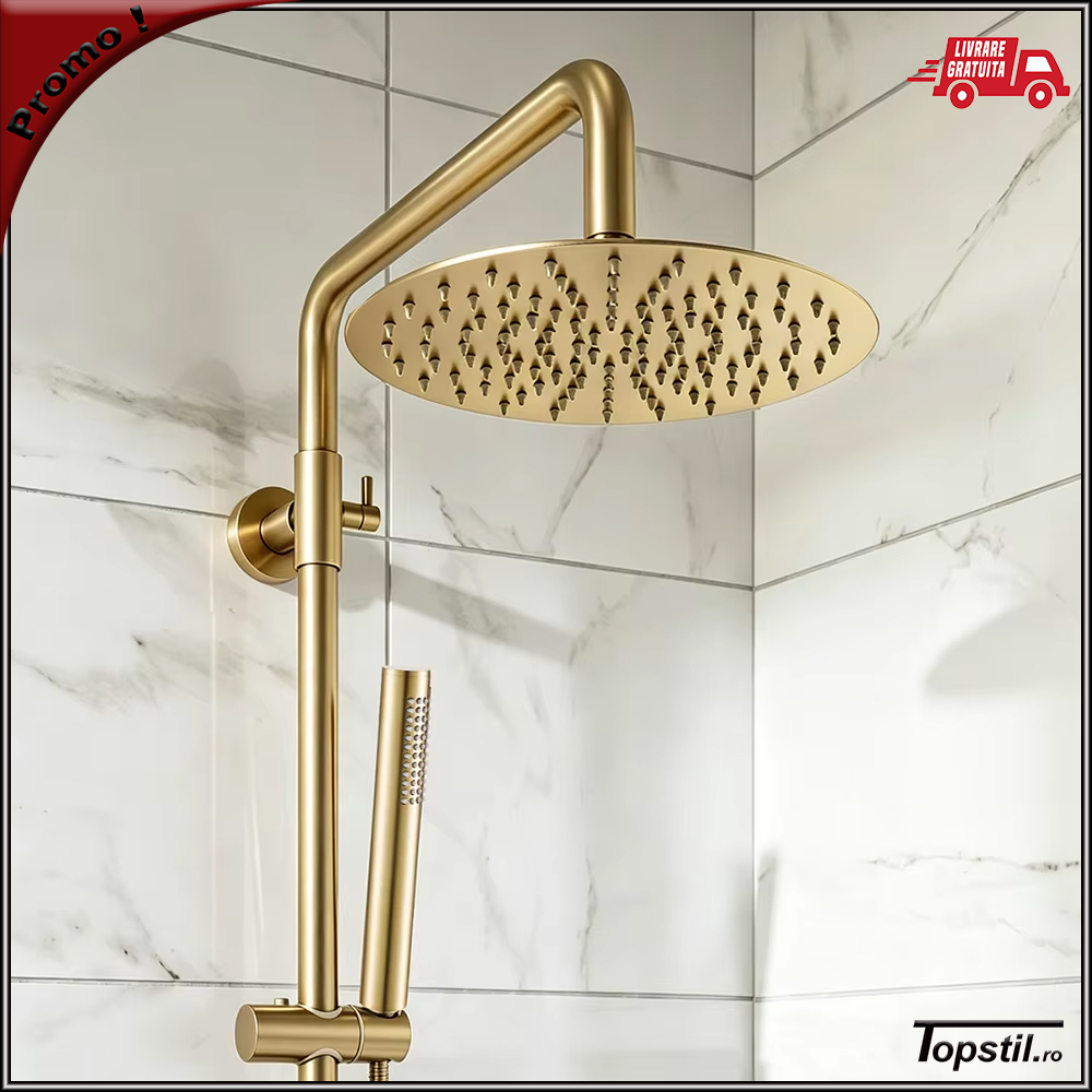 coloana-dus-aurie-Artemis-cu-termostat coloana dus Artemis aur periat cu termostat