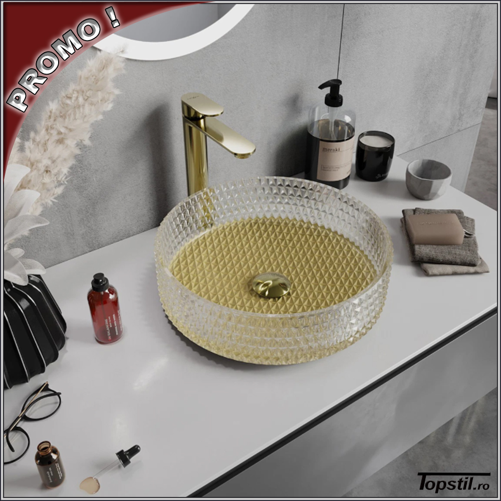 lavoar-rotund-Aura-pe-blat-sticla-aur-transparent-39-cm Lavoar sticla Aura transparent-auriu