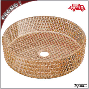 Lavoar pe blat Aura din sticla Rose Gold