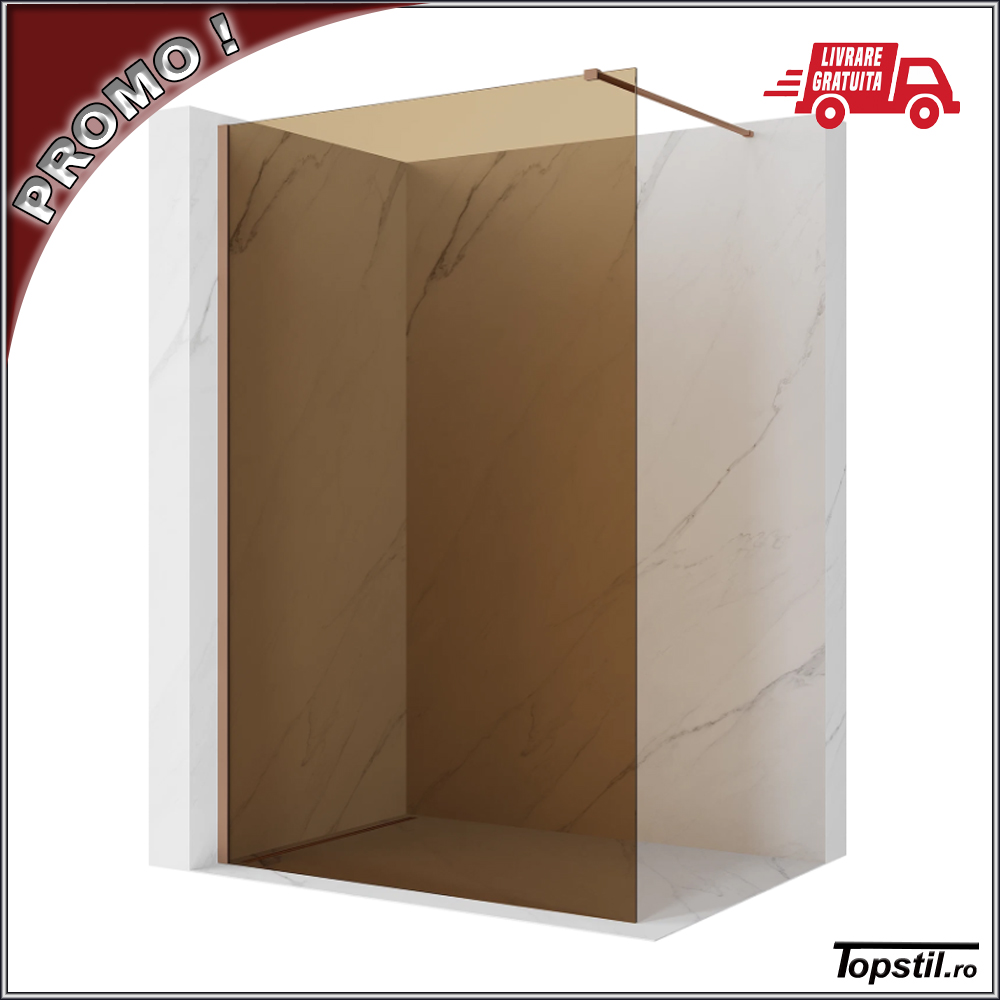 paravan-dus-sticla-aramie-Glasic-profil-cupru paravan dus Glasic sticla 8 mm culoare bronz