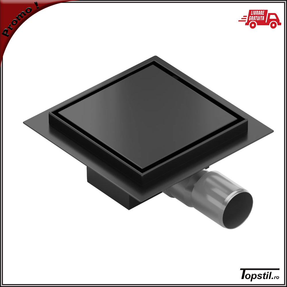 sifon-pardosea-placabil-Flat-negru-20x20-cm Sifon pardosea Flat 20x20 cm negru mat faiantabil